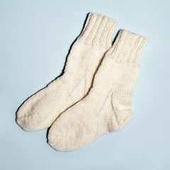 Hand Knitted Ivory Wool Socks