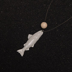 Porcelain and Birch Rainbow Trout Necklace